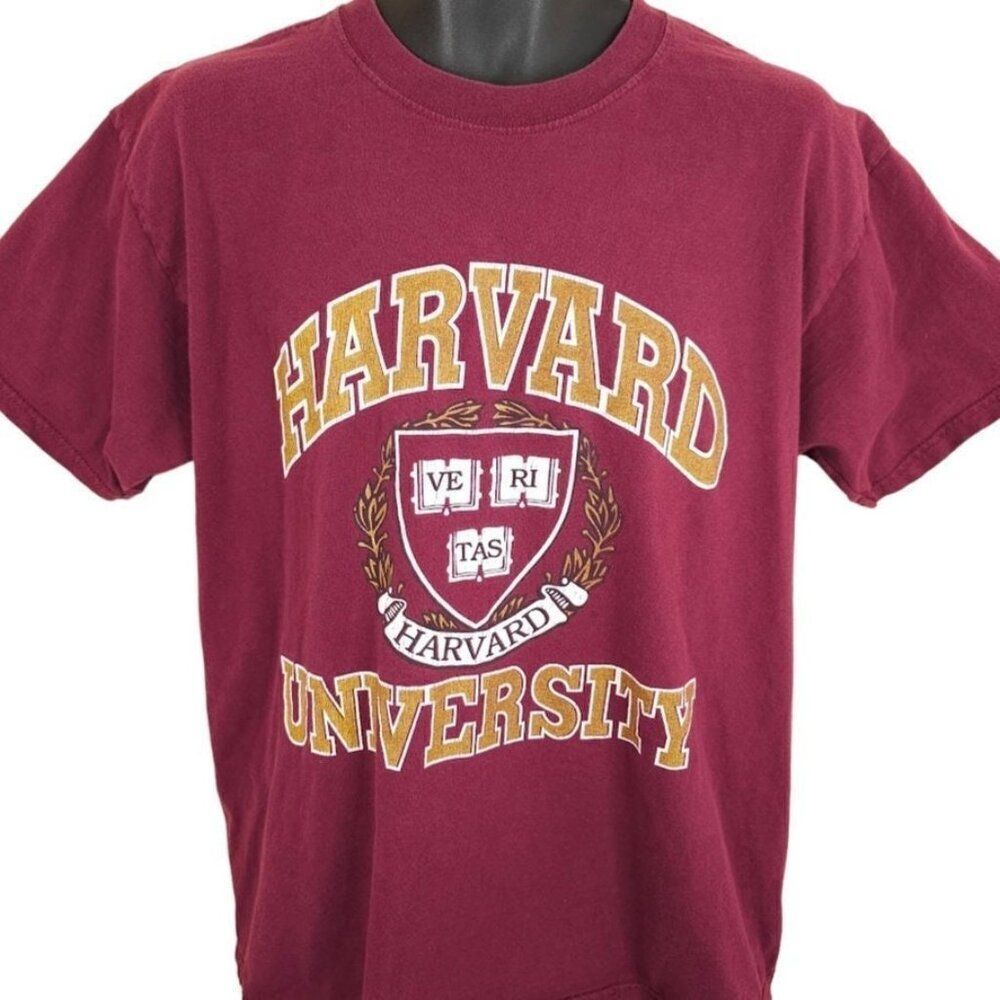 Vintage Harvard University Crimson T Shirt Mens Size Large Red Ivy League School